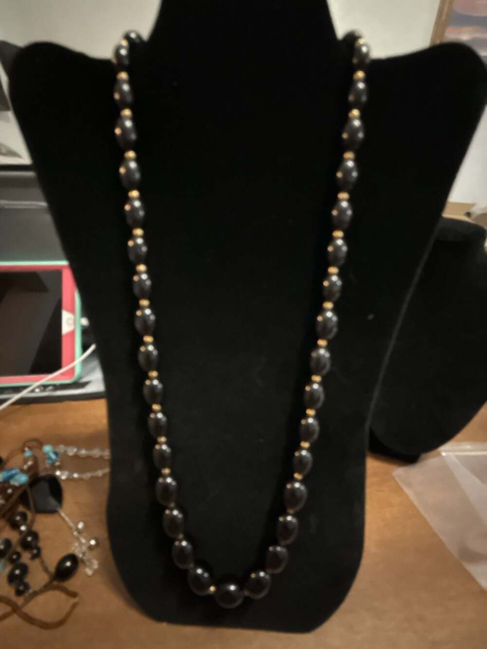 Monet Black And Gold Beaded Graduated Necklace